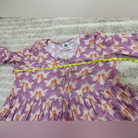 Anthropologie babydoll blouse Novelty Rooster print Ivy Jane ruffles bell sleeve - Picture 8 of 8